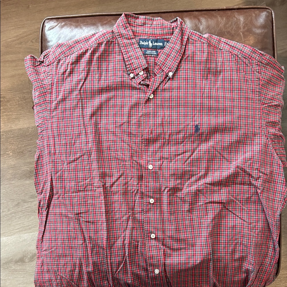 Ralph Lauren Men's Red and Blue Checkered Shirt